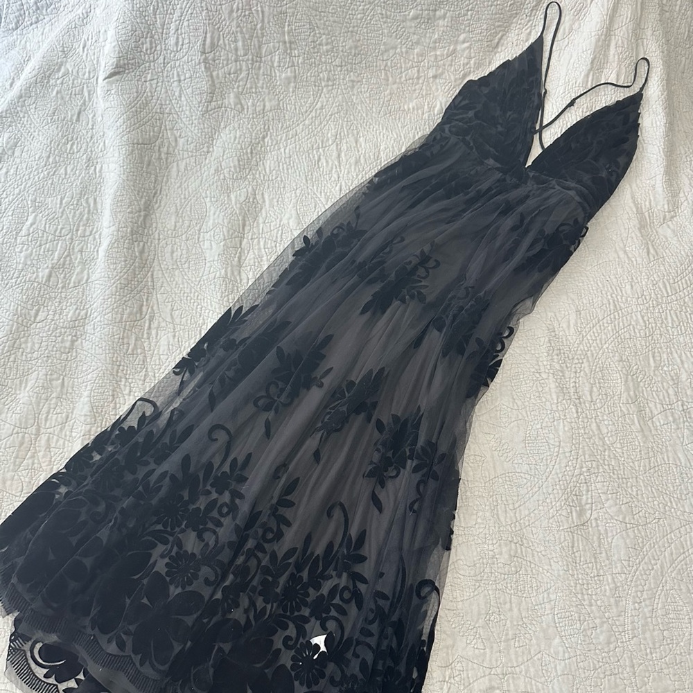 Windsor Black Formal Flocked Velvet Dress